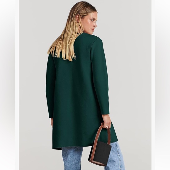 NWT Green Open Front Knit Lightweight Cardigan Casual Long Coatigan Sweater - Picture 3 of 13